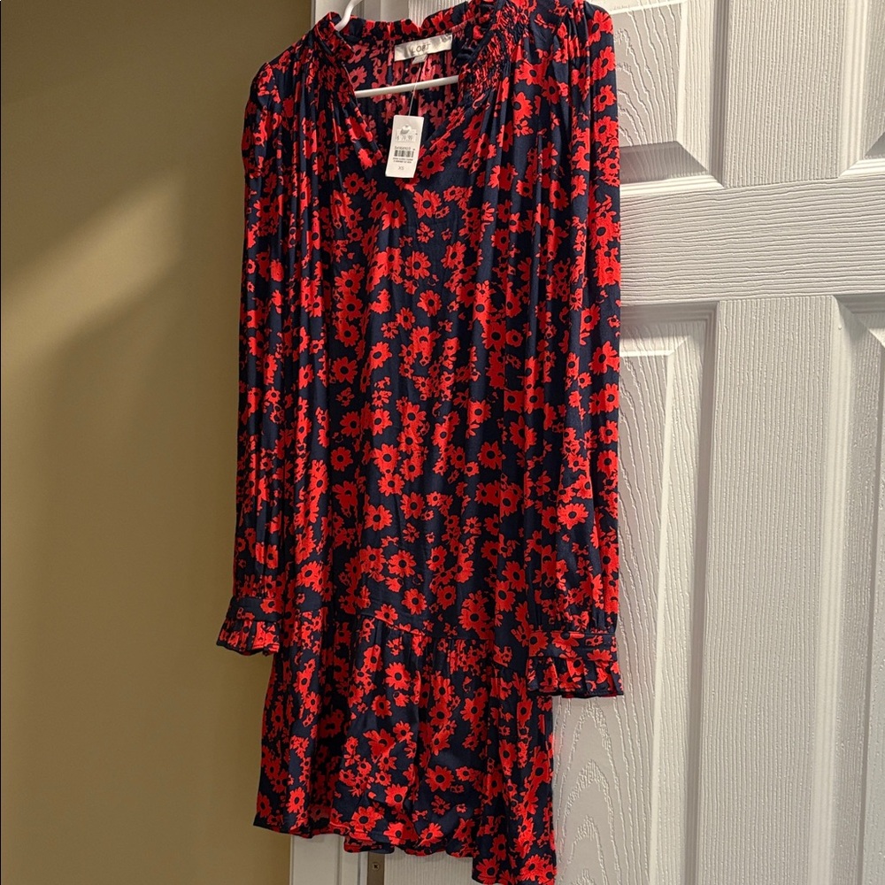 Red and Black Floral Dress
